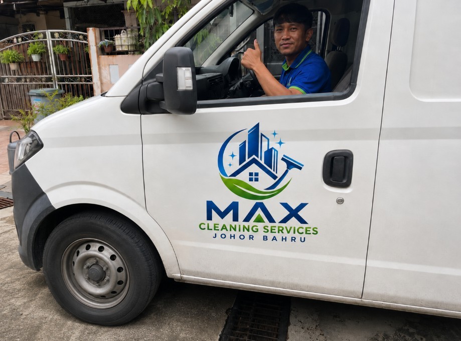 Max Cleaning Services Johor Bahru service van on a Johor Bahru job