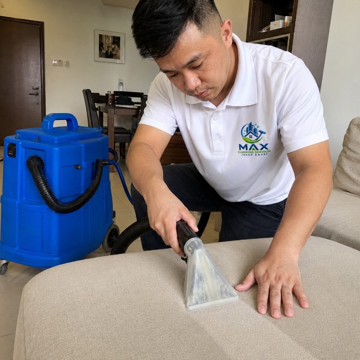 Sofa Cleaning Johor Bahru — upholstery extraction in progress